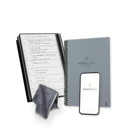 Rocketbook Fusion Reusable Undated Productivity Planner, Executive Size 15 cm x 22.4 cm, Grey - Goals, Monthly and Weekly Calendar, Daily To-Do List, Lined and Dotted Notes Pages