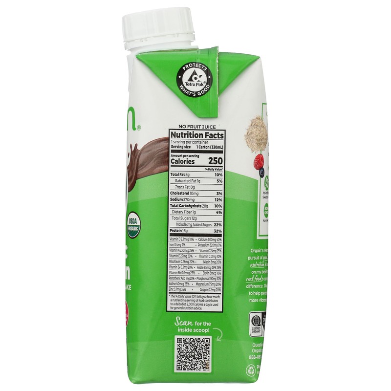 ORGAIN Organic Creamy Chocolate Fudge Drink, 11 FZ
