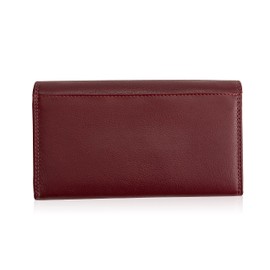 Josephine Osthoff Women's Leather Long Wallet with Clip Closure, Small Wallet, Credit Card Holder, RFID Protection Wallet with Coin Compartment (920), bordeaux, coin purse