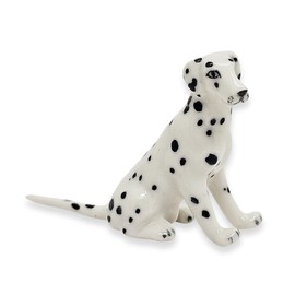 WitnyStore Tiny 2" White Black Spotted Sit Look Right Dalmatian Dog Figurine - Miniature Hand Made Painted Ceramic Dogs Puppy Canine Animals Cute Porcelain Decorative Collectible Figures Décor Gifts