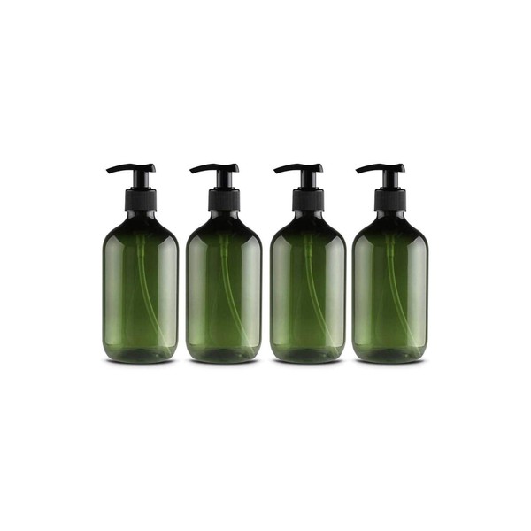 Leikance 4 x Empty Shower Gel Bottles 300ml Refillable Pump
