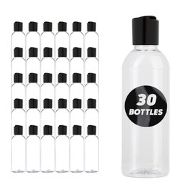 Plastic Cosmo Round Bottle 4 oz (32 Pack) Clear PET Plastic with Press Disc Cap