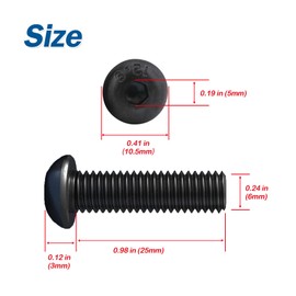 CQSPMOTO 14Pcs 1/4-20 x 1 Button Head Socket Cap Bolts Screws M6 x 25mm Bolt, 12.9 Grade Alloy Steel, Black Oxide Bolt, Fully Threaded, Allen Hex Motorcycle Bicycle Car Furniture Replacement Screws