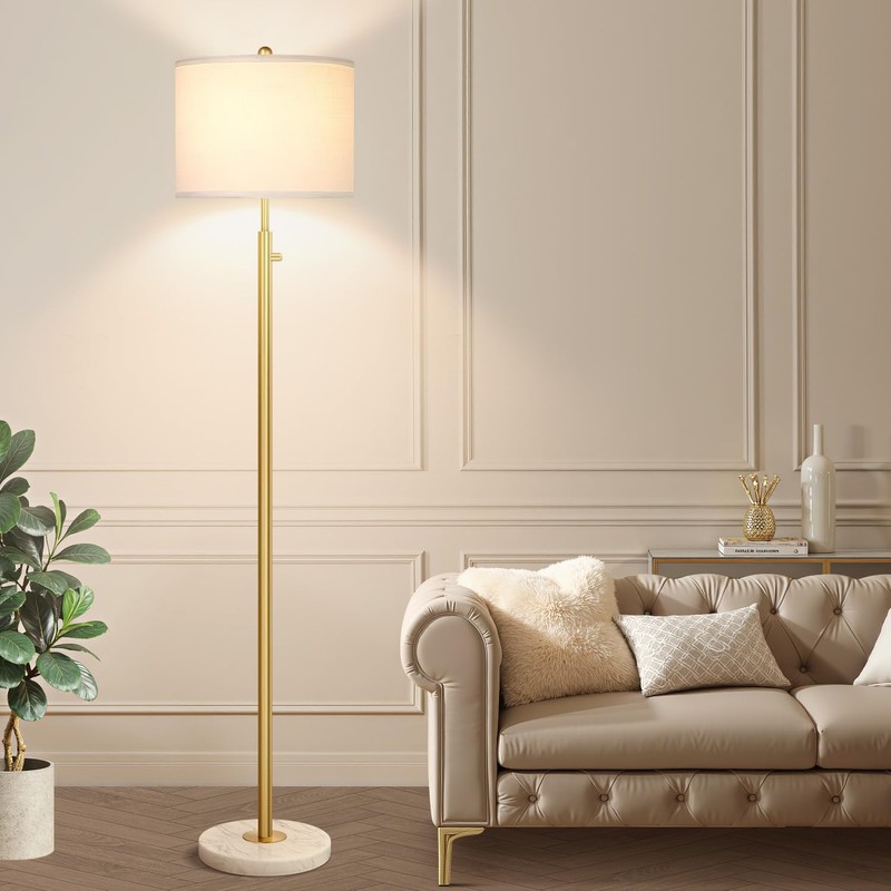 【Upgraded】Dimmable Gold Floor Lamps for Living Room, 11W LED Bulb