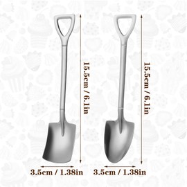 cobee Shovel Spoon, 3 Shovel Spoons + 3 Pointed Spoons, Stainless Steel Spade Teaspoon, Coffee Spoon, Ice Cream Spoon, Dessert Spoon for Kitchen, Tea Party (Silver, Black, Gold)
