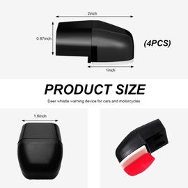 FSTURIOS 4 PCS Deer Whistles for Car, Auto Deer Warning Whistle Devices with Adhesive Tapes, Animal Alert Horn Save Deer Whistle Avoids Collision for Cars Trucks Motorcycles (Black)