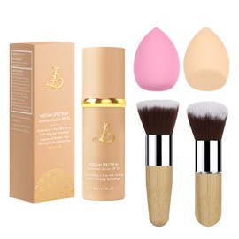 Match Foundation 4-in-1 with SPF 50 : Color Changing Foundation Medium Spectrum with 2 Brushes and 2 Cosmetics Sponge - Moisturizing & Concealer Face Makeup for All Skin Types