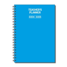 Cherry 2024-2025 Teacher's Planner | A5 Spiral Bound | Weekly Lesson Plans, Attendance, Grades & More | 120 Pages | Durable & Practicle Design | Blue Cover