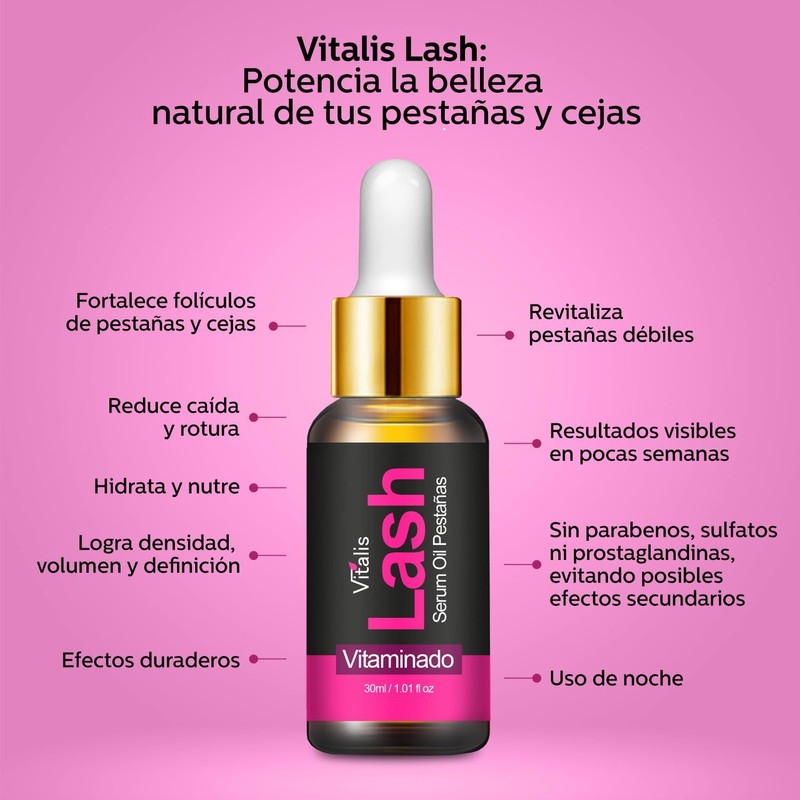 Vitalis Suero Natural para Crecimiento de Pestañas y Cejas, 90