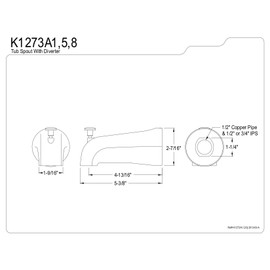 KINGSTON BRASS K1273A8 5-3/8-Inch Universal Diverter Tub Spout, Brushed Nickel