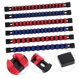 Tofficu 6PCS Heavy Duty Socket Organizer Portable Socket Rails Holder for Tool Storage Measurement Labels Versatile Mounting Options for Workshop Garage Use