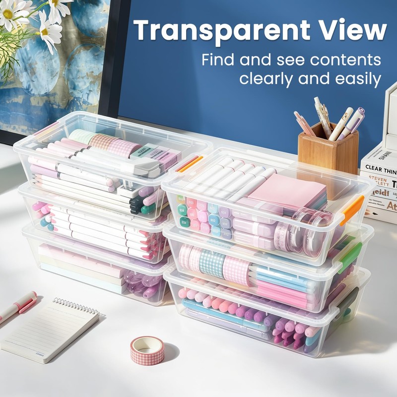 Sooez 6 Pack Pencil Boxes, New Extra Large Pencil Case,