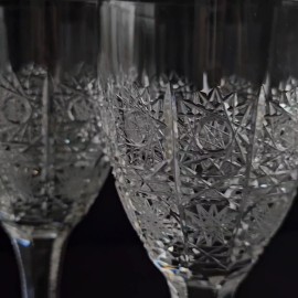 Bohemian Czech 4½ oz (130 ml) Crystal Wine Glass Hand Cut Queen Lace, Set of 6