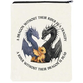Book Bag Book Pouch for Bookish Fourth Wing Inspired Book Sleeve Basgiath War College Dragon Rider Book Cover High Lords and Wingleaders Gift (Dragons White, Medium)