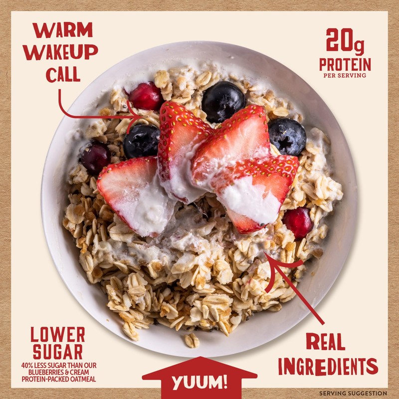 Kodiak Cakes Peak Instant Oatmeal Packets, Berries & Cream, High