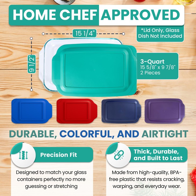 Replacement Lids fits Pyrex 9x13 233 Glass Casserole Baking Dish