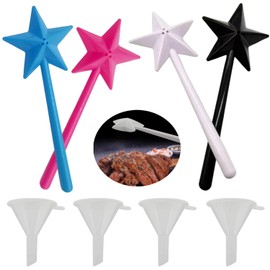 4 Pcs salt and pepper Wand shakers,Three Hole Star Shaped Magic wand salt and pepper shakers,Refillable, Removable, Light, Seasonings Spices Dispenser