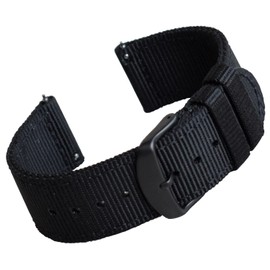 Whistling Dixie 22mm Black Nylon Watch Strap from Holdfast. NATO 2 Piece Watch Strap Design with Quick Release Connection System. Military Style Strong and Durable Watch Strap. Matte Black Buckle