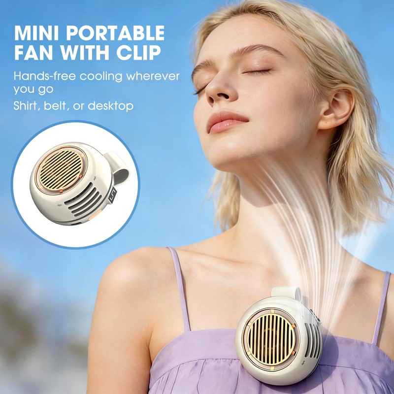 Portable Silent Mini Bladeless Fan Clip On, Mini USB Rechargeable