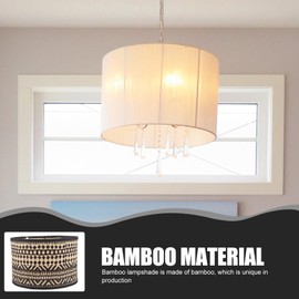 Angoily Bamboo Lamp Shade E27 Vintage Drum Lampshade Printed Light Shade Decorative Lamp for Chandeliers Floor Light Table Lamp