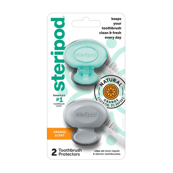 Steripod Steripod Clip-On Toothbrush Protector with Orange Essential Oils, Keeps