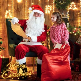 yisight Pack of 5 Santa Claus Costume Accessories, Santa Hat + Christmas Gloves + Santa Wig + Santa Glasses + Santa Beard