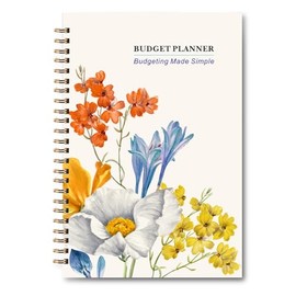 YMWALK A5 Budget Planner With Stickers, Undated Financial Tracker and Savings Planner for Effective Money Management, Including Expense and Savings Log, Start Anytime (Flowers)