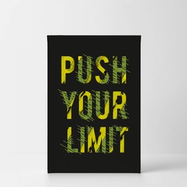 Smile Art Design Push Your Limit Lettering Green Yellow Motivational Canvas Wall Art Inspirational Wall Art Entrepreneur Quote Canvas Print Modern Office Living Room Decor Gift Ready to Hang 22x15