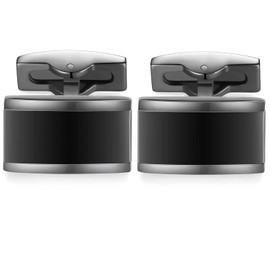 HONEY BEAR Mens Rectangle Business Wedding Cufflinks (Black)