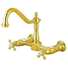 Kingston Brass Heritage 8-Inch Centerset Wall Mount Kitchen Faucet, Antique Brass