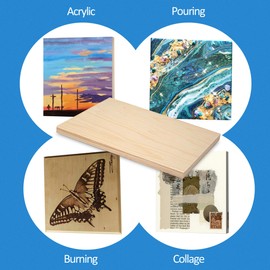 Falling in Art Unfinished Birch Wood Canvas Panels Kit, 4 Pack of 11x14'' Studio 3/4'' Deep Cradle Boards for Pouring Art, Crafts, Painting and More