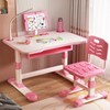 Kids Study Desk Chair Set, Height Adjustable Toddlers Writing Table