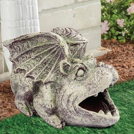 Noegrus Gargoyle Gutter Downspout Extender Statue, Garden Demon Ornament, Fish Decorative Gutter Extension Downspout, Perfect Rain Diverter for 3"x4" Downspouts, Eco-Friendly Resin, Outdoor Decor Gift