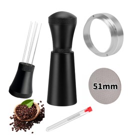 51MM Espresso Accessories Kit,316 Stainless Steel WDT Tool Espresso Coffee Stirrer,Dosing Funnel and Puck Screen Set,Espresso Distribution Tool for Barista tools