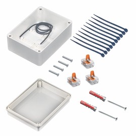 Junction Box ABS Housing 155 x 115 x 75 mm Junction Box Dustproof Junction Box Junction Box White with Screw Dowel Seal Clamp and Cable Tie intervisio