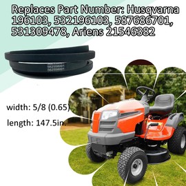 Bamkyait 582558001 Lawn Mower Deck Belt 5/8" x 147.5" Replace PartPart Number 582558001 for 196103 Husqvarna 33155 Crafitsman 21546382 Ariens Z 248F RedMax RZT48 Jonsered Z48F