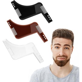 3 Pack Beard Shaper Tool, Beard Guide Shaping Tool for Beard Trimming Guide, Hairline Shaping Tool, Cut Buddy Hairline Tool, Beard Template with Integrated Comb for Men, Beard Stencil & Line up Tool