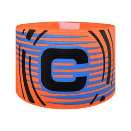 FUNAUPGO Sports Captain C Arm Band, Unisex, Soccer, Orange Nylon, Adjustable Elastic Design, One Size Fits All, for Youth and Adult Team Captains and Athletes