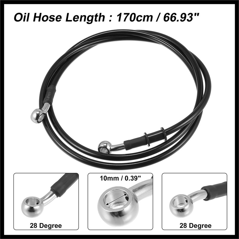 Hihaha 170cm 66.93" Motorcycle Braided Brake Clutch Oil Hoses Pipe