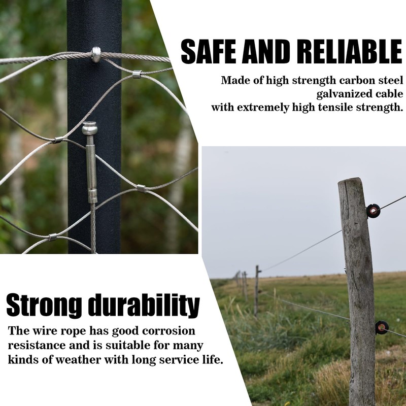 VIVBOO Metal Wire 1/8 inch Carbon Steel Galvanized Cable 50FT