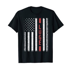 Luge American Flag 4th of July Cool Luger Novelty T-Shirt for Women Men