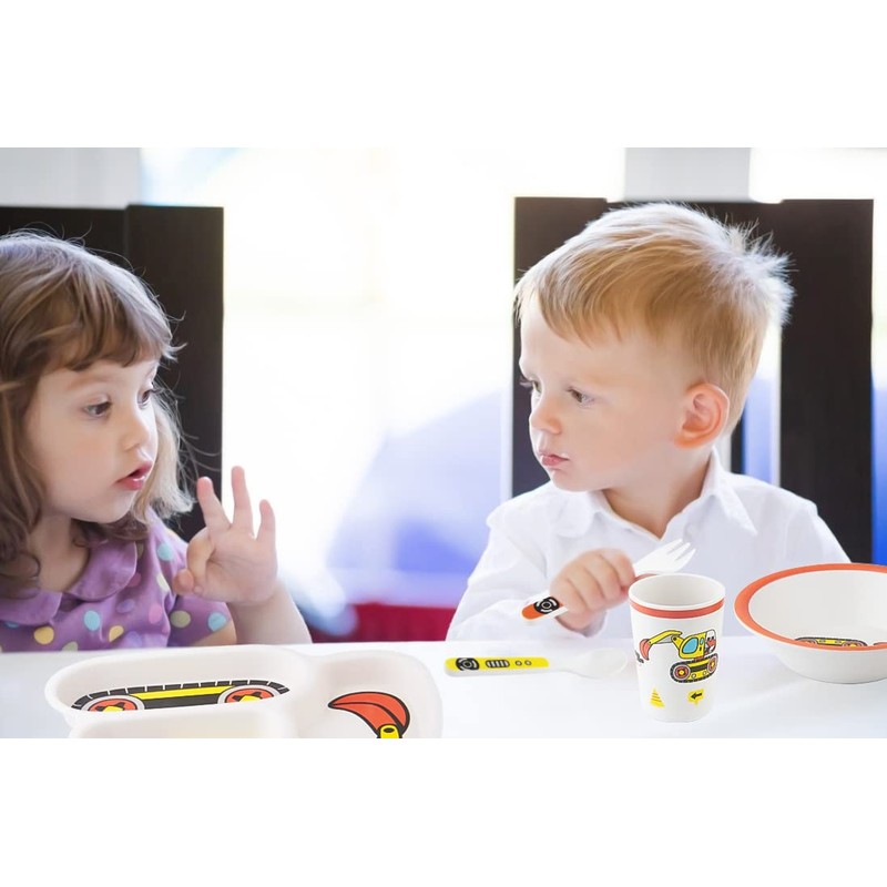 Kids Tableware Set, Included Plate Bowl Cup Fork and Spoon