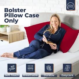 Rohi Bolster Pillow Cases - Soft & Breathable Polycotton Long Pillow Cover - Bolster Pillow Case (5ft (60") Kingsize Bed, Red)