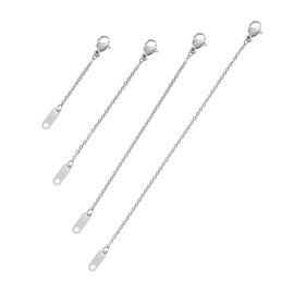 BAYLAY Necklace Extenders - 18k Whited Gold Filled Delicate Necklace Extender Chain Set for Women 4 Piece Set, Extensions 1", 2", 3", 4" Inches Hypoallergenic in Silver Necklace Extenders