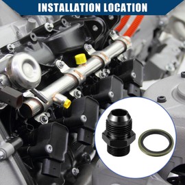 Hihaha Fuel Connector with Washer / Inner Fuel Line Male Flange Adapter for Cars M20x1.5 to 10AN Male Flange Adapter / 1 Set Black