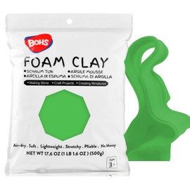 BOHS Green Squishy Slime and Foam Modeling Clay, Air Dry, for School Arts & Crafts,1.1 Pound/500g
