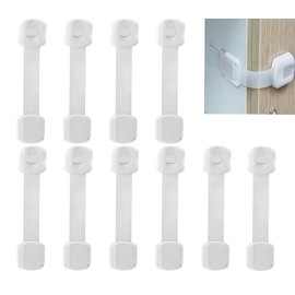 WADY 10 Pack Cabinet Locks Baby Proofing, Child Safety Drawer Locks, One Click Baby Proof Adjustable Baby Safety Locks Multi-Purpose use for Cabinets, Cupboards, Toilets, Fridge, Oven, Bins (White)