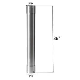 5 Inch Exhaust Pipe T304 Stainless Steel Exhaust Tubing (SS Tubo),Tailpipe 5 ID Straight Tubing Length 36", Flared Slotted, Polished Finish,Universal Connector Adapter Tubo