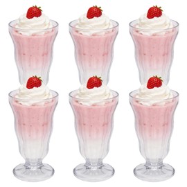 JBESUHI 6 Pack 14 Oz Shatterproof Acrylic Footed Milkshake Glasses