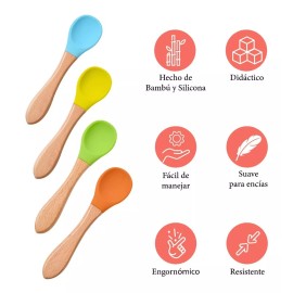 Cucharas Bebe Diferentes Colores, Libre Bpa, 4pack